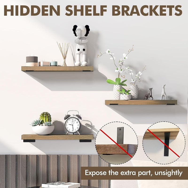 MIUGO Heavy Duty Shelf Bracket 4 Pack, Floating Shelf Brackets 6 inch Long, Brackets for Shelves, Black Coated Metal Wall Shelf Support Brackets（1/5"-Thick） - Image 5